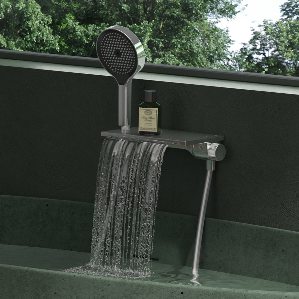 grifos de bañera glasvilla con ducha de mano, grifo de bañera con cascada, tipos de chorro, ducha de mano de latón, incluye barra de ducha y manguera de ducha