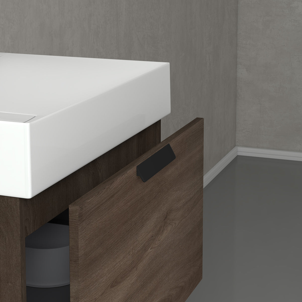 conjunto de muebles de baño glasvilla con cajón de cierre suave montaje en pared incluido lavabo Lonato