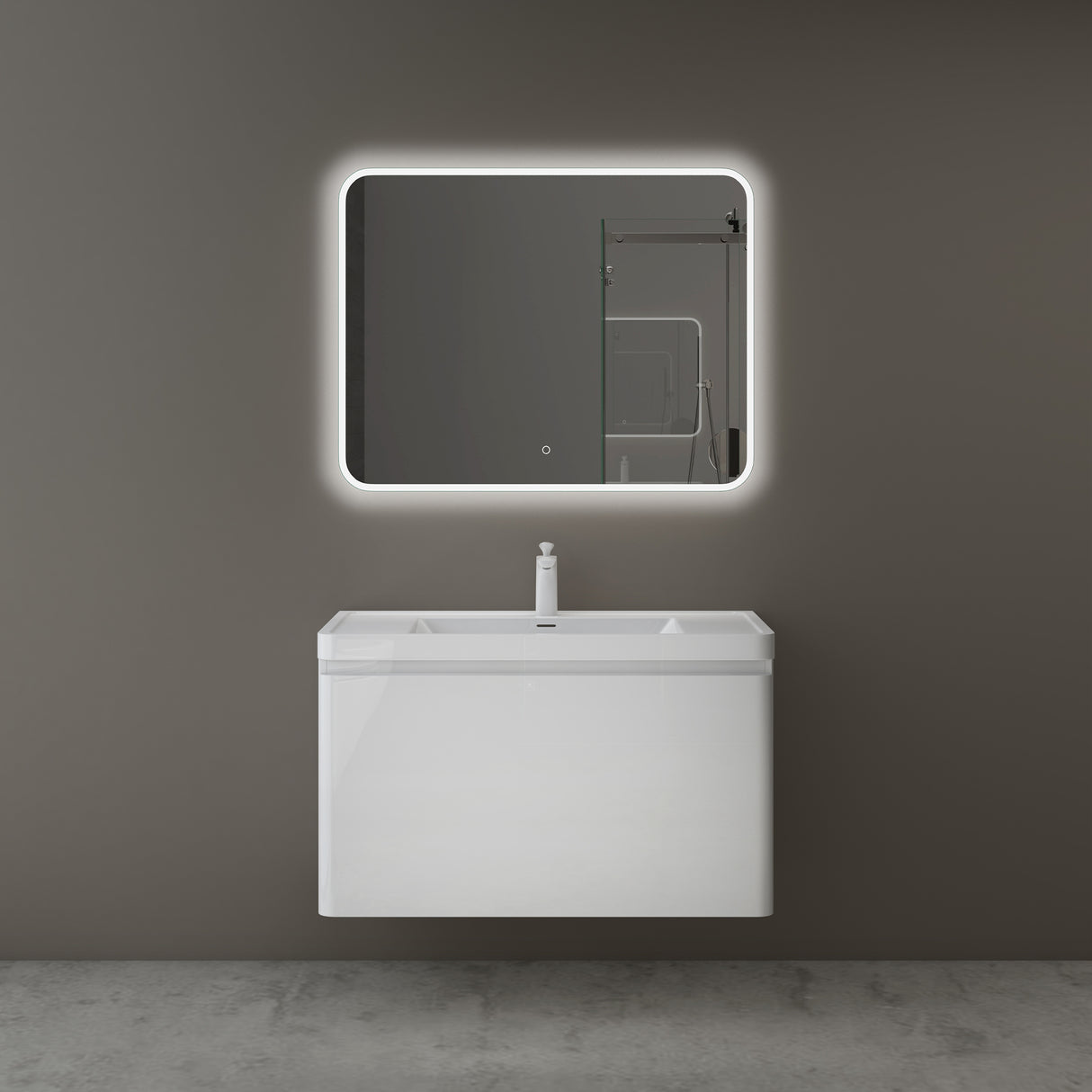 conjunto de muebles de baño glasvilla mueble de lavabo con cajones de cierre suave incluido lavabo de mineral Ancona