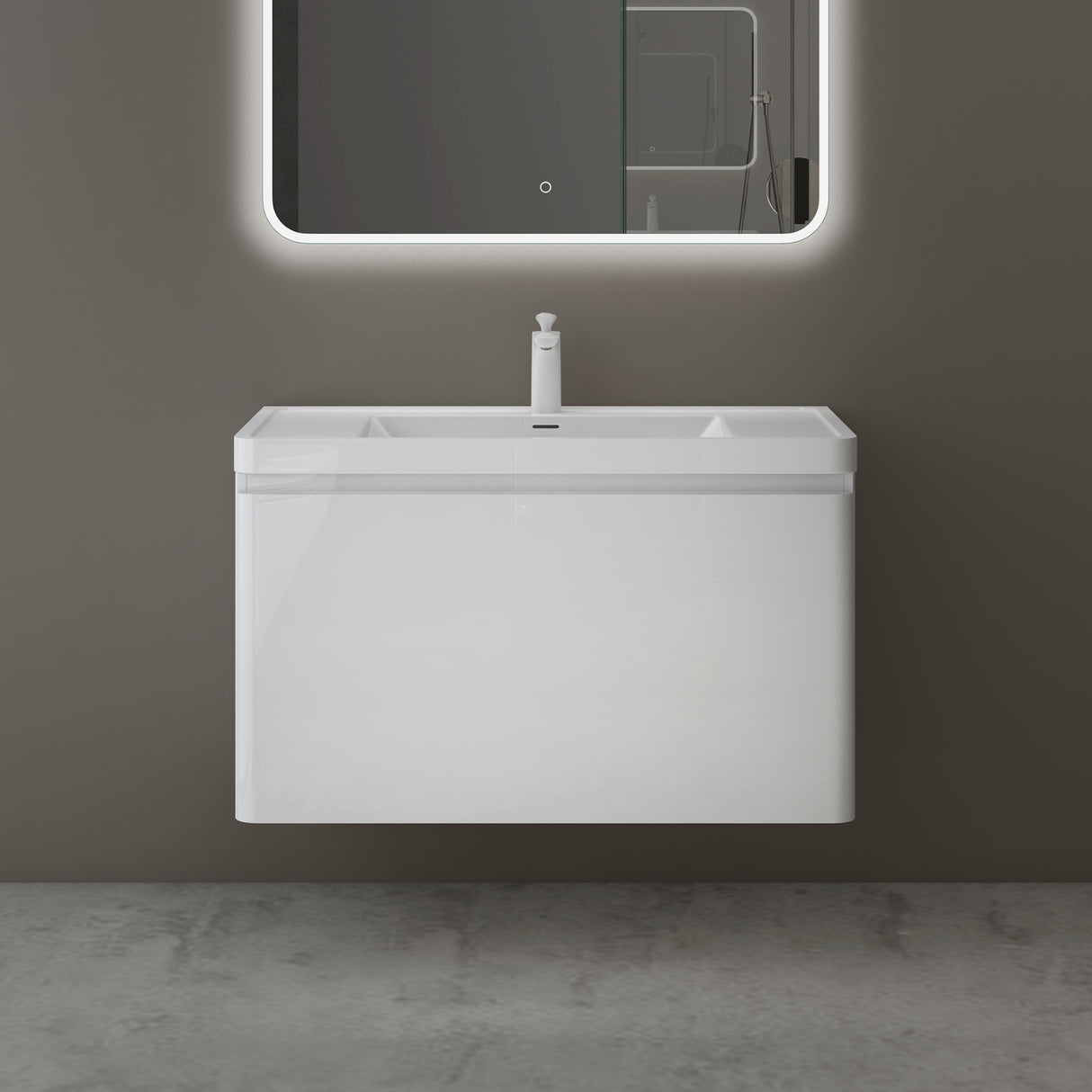 conjunto de muebles de baño glasvilla mueble de lavabo con cajones de cierre suave incluido lavabo de mineral Ancona