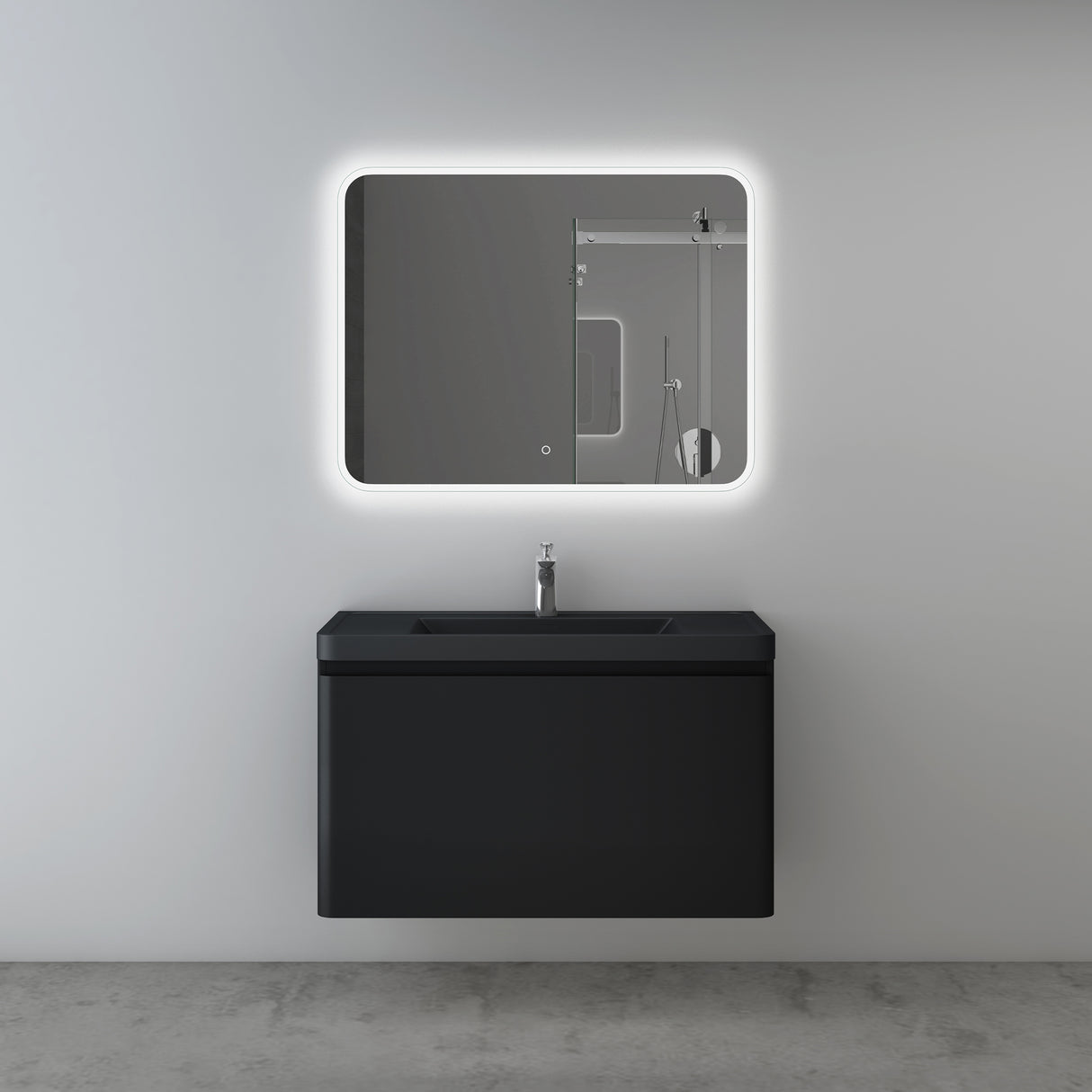conjunto de muebles de baño glasvilla mueble de lavabo con cajones de cierre suave incluido lavabo de mineral Ancona