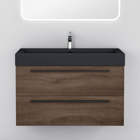 glasvilla Badmöbel-Set Waschbeckenunterschrank Waschtisch mit Unterschrank inkl. Mineralguss-Waschbecken in Anthrazit Quadratto