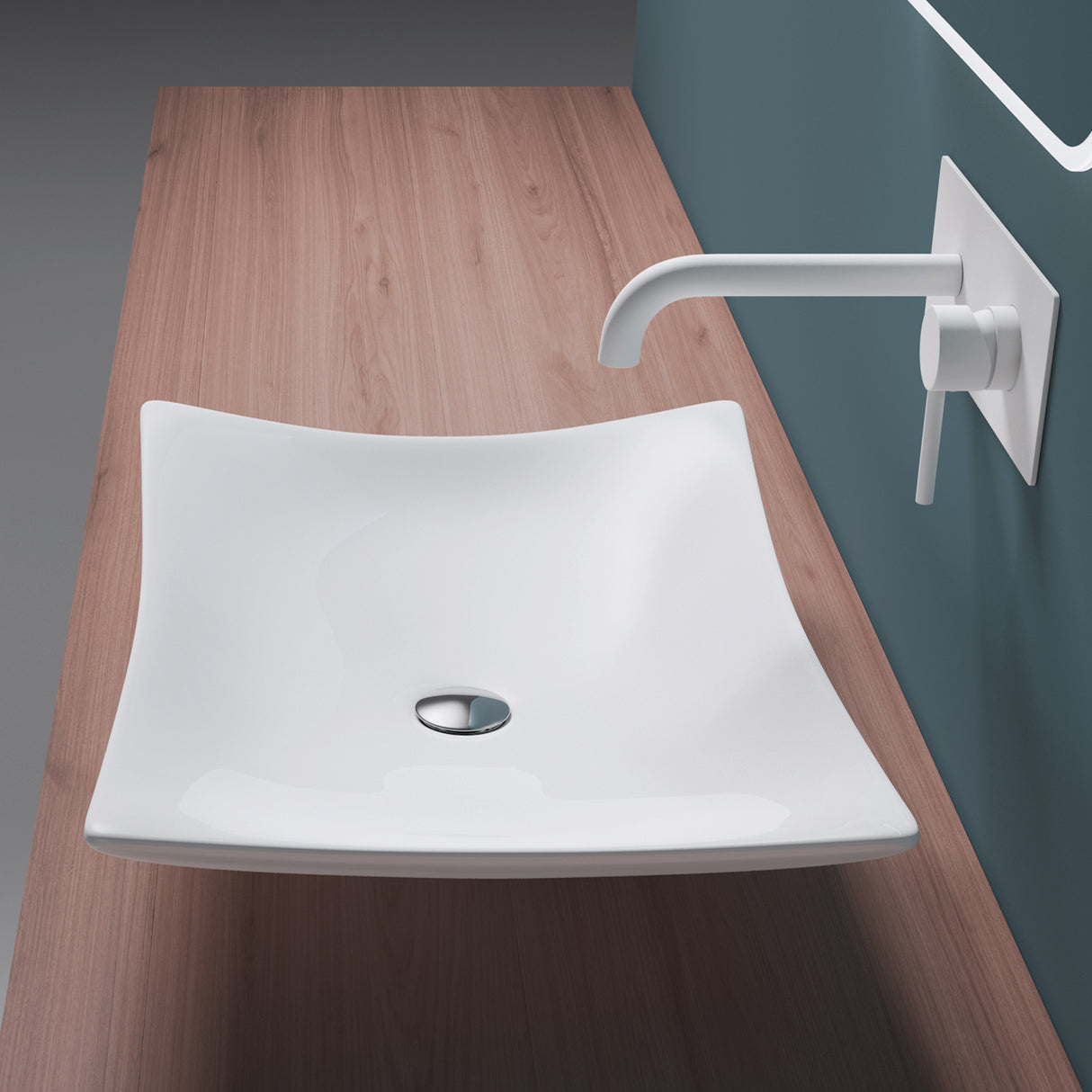 glasvilla Waschbecken Aufsatzwaschbecken aus Keramik eckig mit Nano-Beschichtung Brüssel910