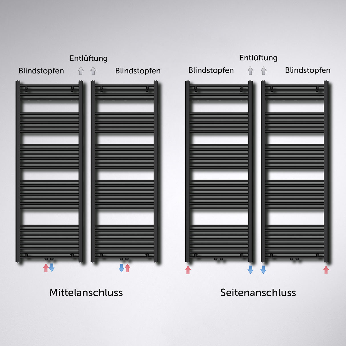 glasvilla Badheizkörper Elektrisch Handtuchwärmer für Strom, Seitenanschluss, Röhrenheizkörper Badheizung RHE mit Heizstab 02