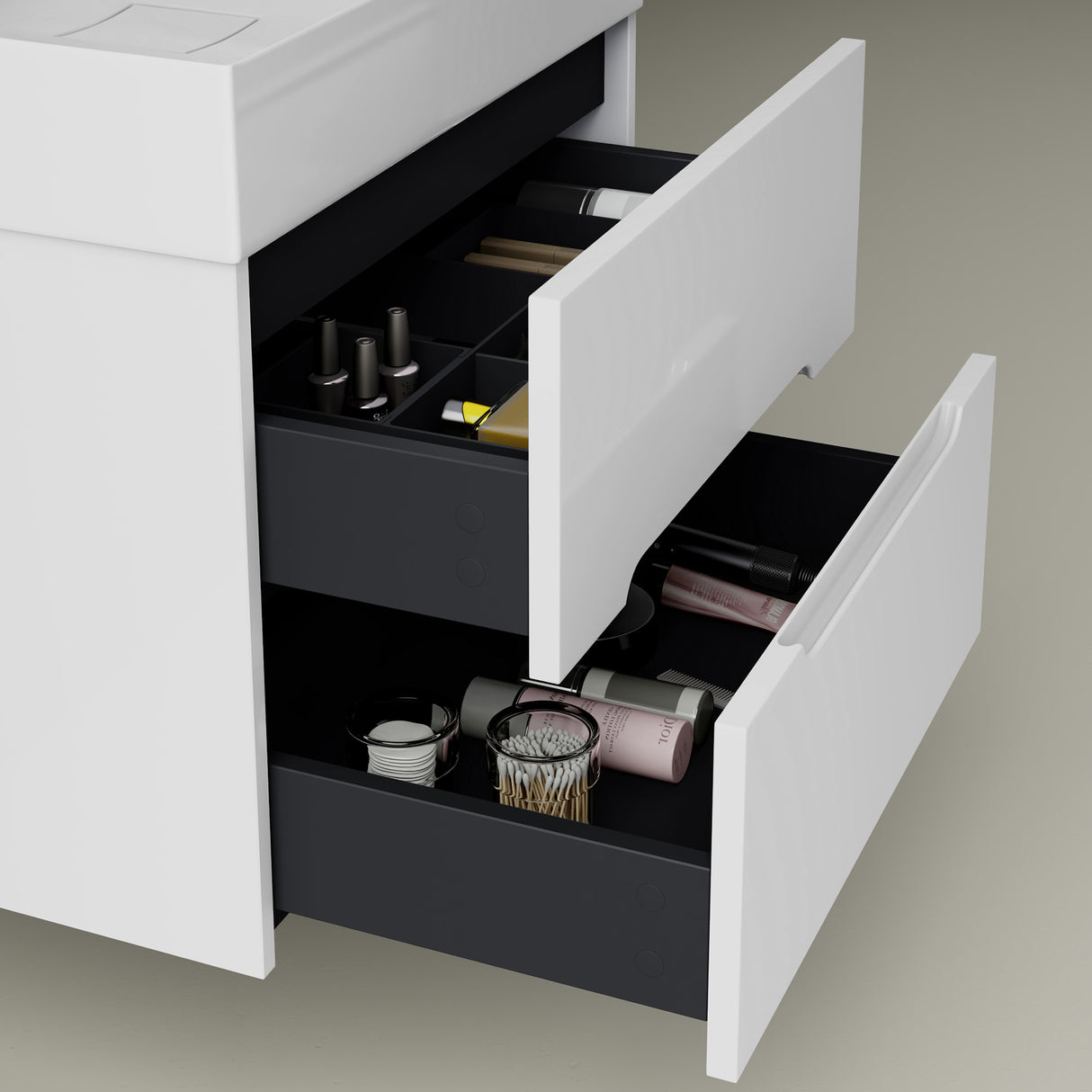 glasvilla Badmöbel-Set Badezimmermöbel Waschbeckenunterschrank mit Softclose Schubladen inkl. Mineralguss Waschbecken Yoga