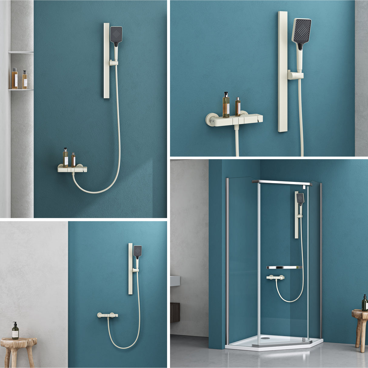 glasvilla sistema de ducha con ducha de lluvia cabezal de ducha 3 tipos de chorro ajustable en altura ducha de mano con salida inferior de aluminio sistema de ducha10