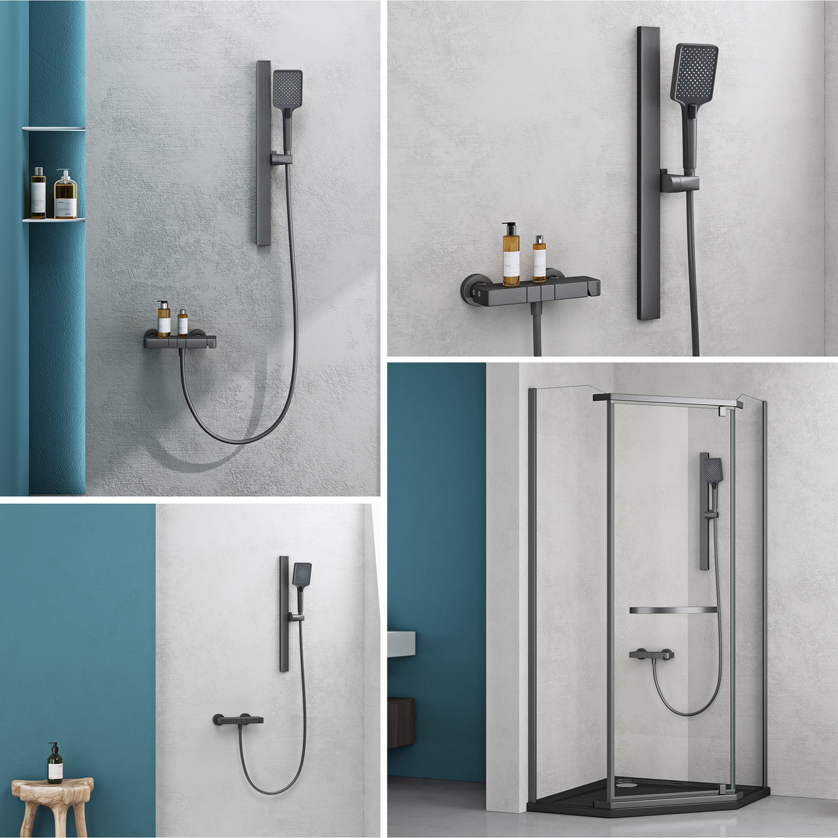 glasvilla sistema de ducha con ducha de lluvia cabezal de ducha 3 tipos de chorro ajustable en altura ducha de mano con salida inferior de aluminio sistema de ducha10