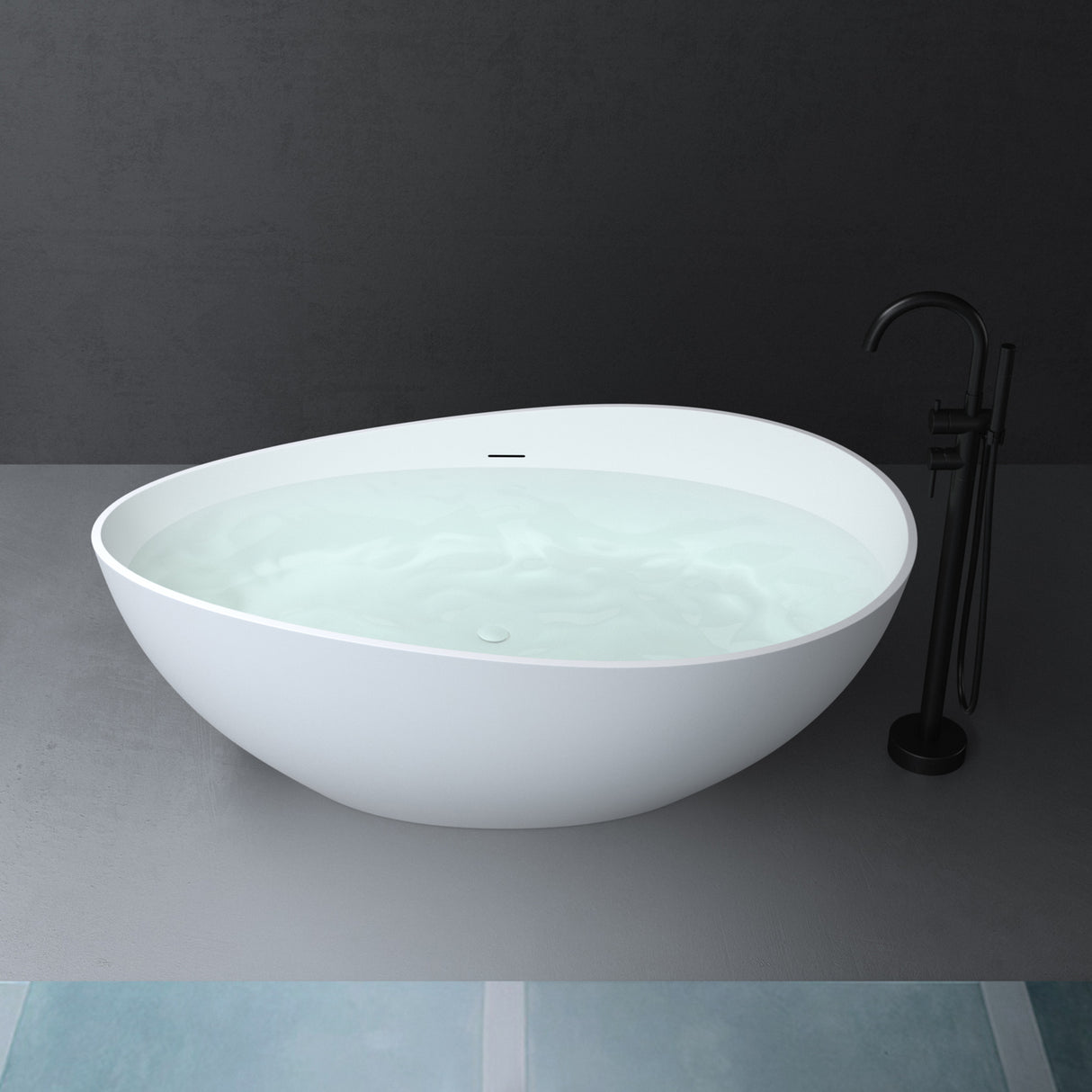 glasvilla Bañera independiente Blanco mate de mineral fundido Bañera de pie incl. sellado Nano