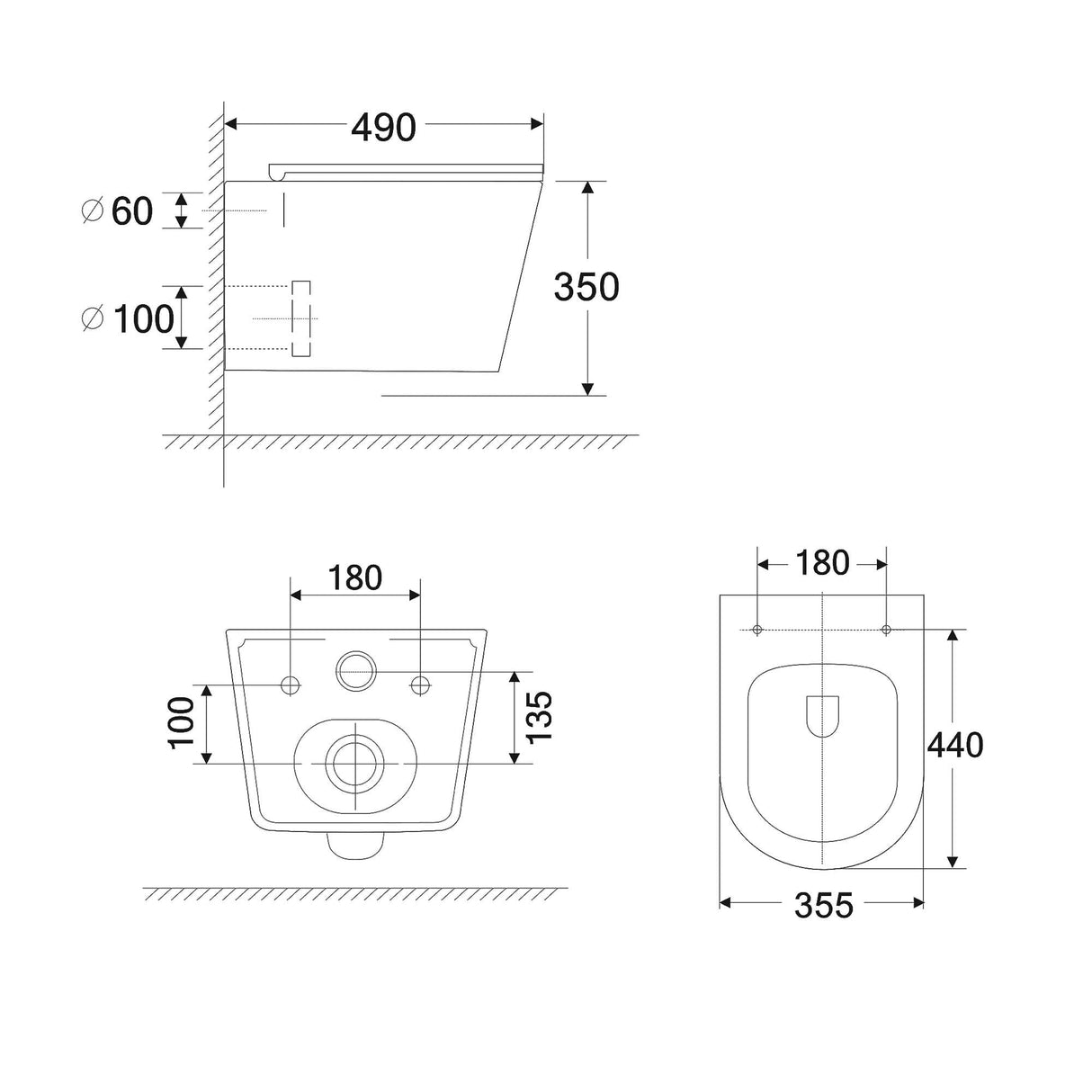 glasvilla Spülrandlos Wand WC Hänge WC Spülrandloses Toilette Softclose WC-Sitz Aachen108