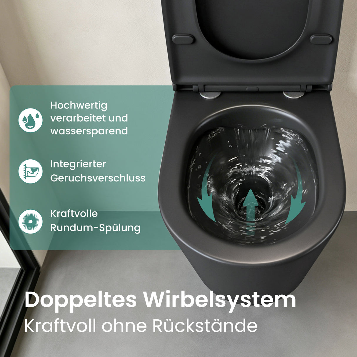 glasvilla Spülrandlos Wand WC Hänge WC Spülrandloses Toilette Softclose WC-Sitz Aachen108
