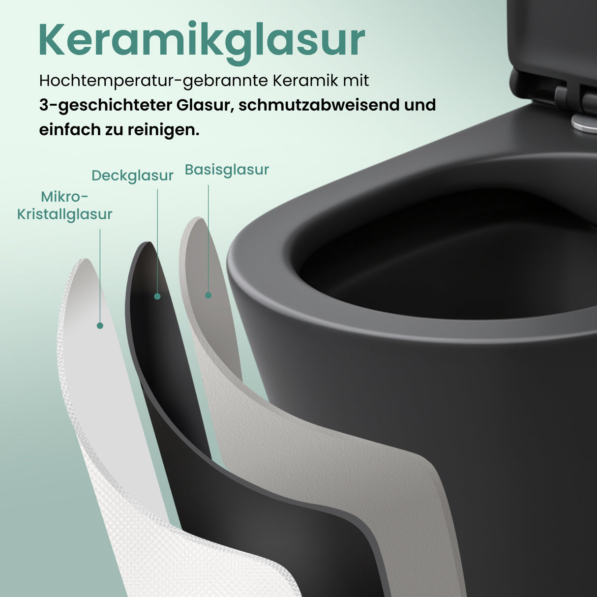 glasvilla Spülrandlos Wand WC Hänge WC Spülrandloses Toilette Softclose WC-Sitz Aachen108