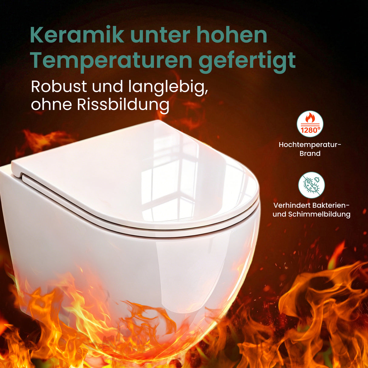 glasvilla Sanitari Bagno Sospeso in Ceramica WC Sospeso senza Brida con Chiusura di Soft Close