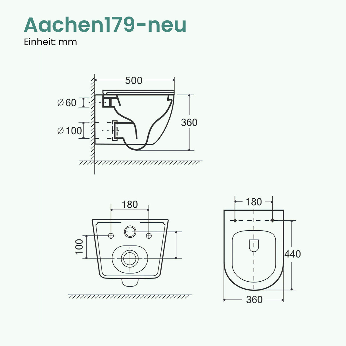 glasvilla Wand WC spülrandlos Schwarz Hänge WC spülrandlos Toilette WC mit Sitz Softclose Aachen179