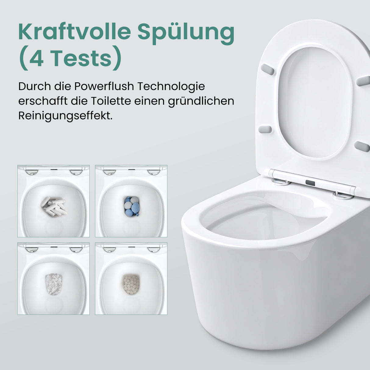 glasvilla Hänge WC Toilette Wand-WC Spülrandlos Weiß aus Keramik Wandmontage mit Absenkautomatik