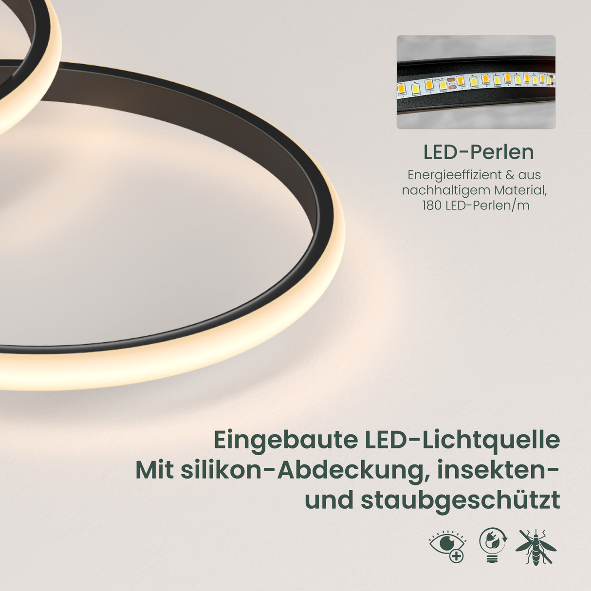 glasvilla Plafoniera LED Soffitto 70W 4189LM, Lampadario LED Soffitto 3000K - 6400K Illuminazione a Soffitto Moderna per Camera da Letto Sala Cucina Bagno Corridoio, Nero, Alivetta25037