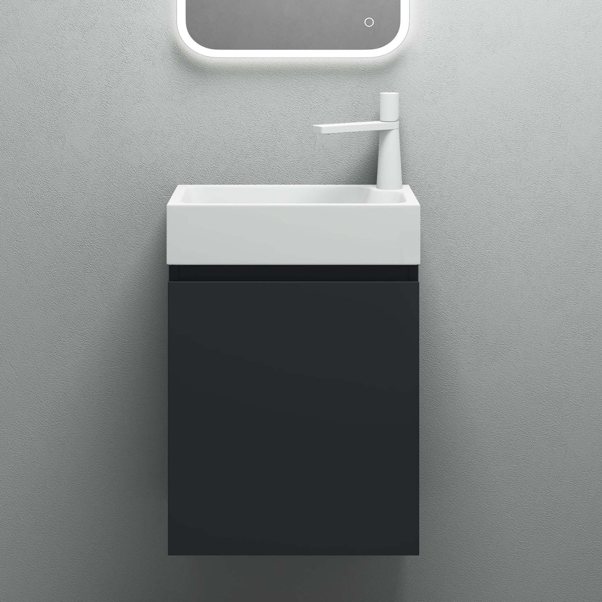 conjunto de muebles de baño glasvilla compuesto por lavabo blanco y mueble de lavabo BTH: 46x26x63cm Pisa02