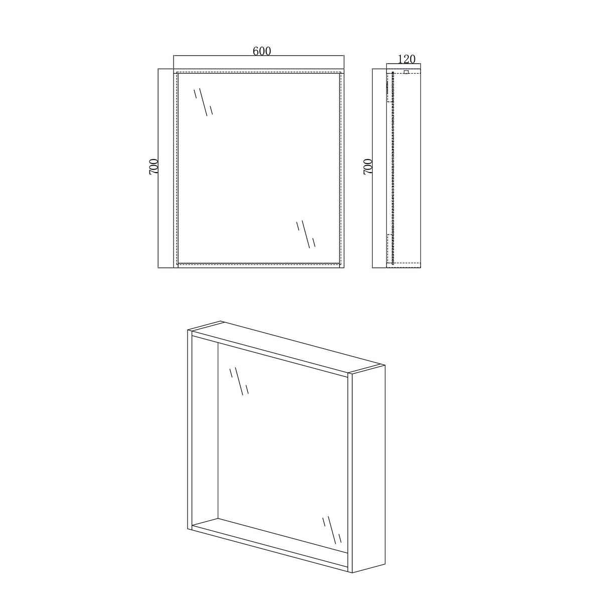 glasvilla Spiegelschrank Bad mit Beleuchtung Badezimmerschrank Hängeschrank Badezimmerspiegel Spiegelschrank-01