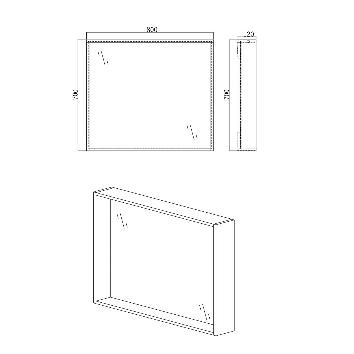 glasvilla Spiegelschrank Bad mit Beleuchtung Badezimmerschrank Hängeschrank Badezimmerspiegel Spiegelschrank-01