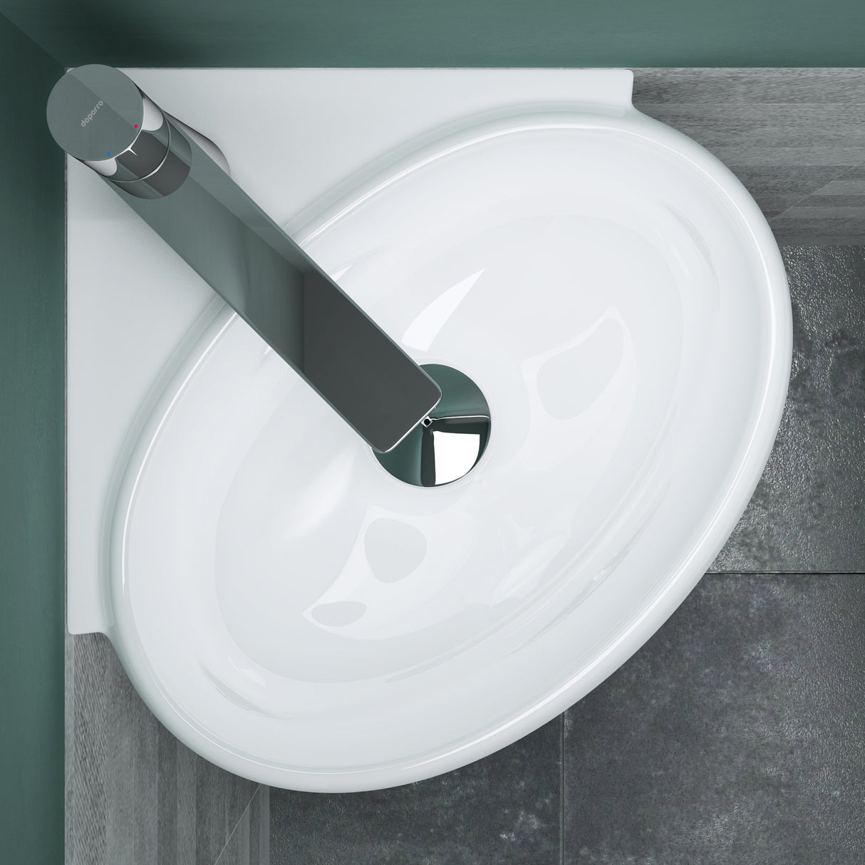 glasvilla Waschbecken Aufsatzwaschbecken Hängewaschbecken Klein Waschschale aus Keramik Weiß mit Nano-Beschichtung für das Badezimmer und Gäste-WC Brüssel002