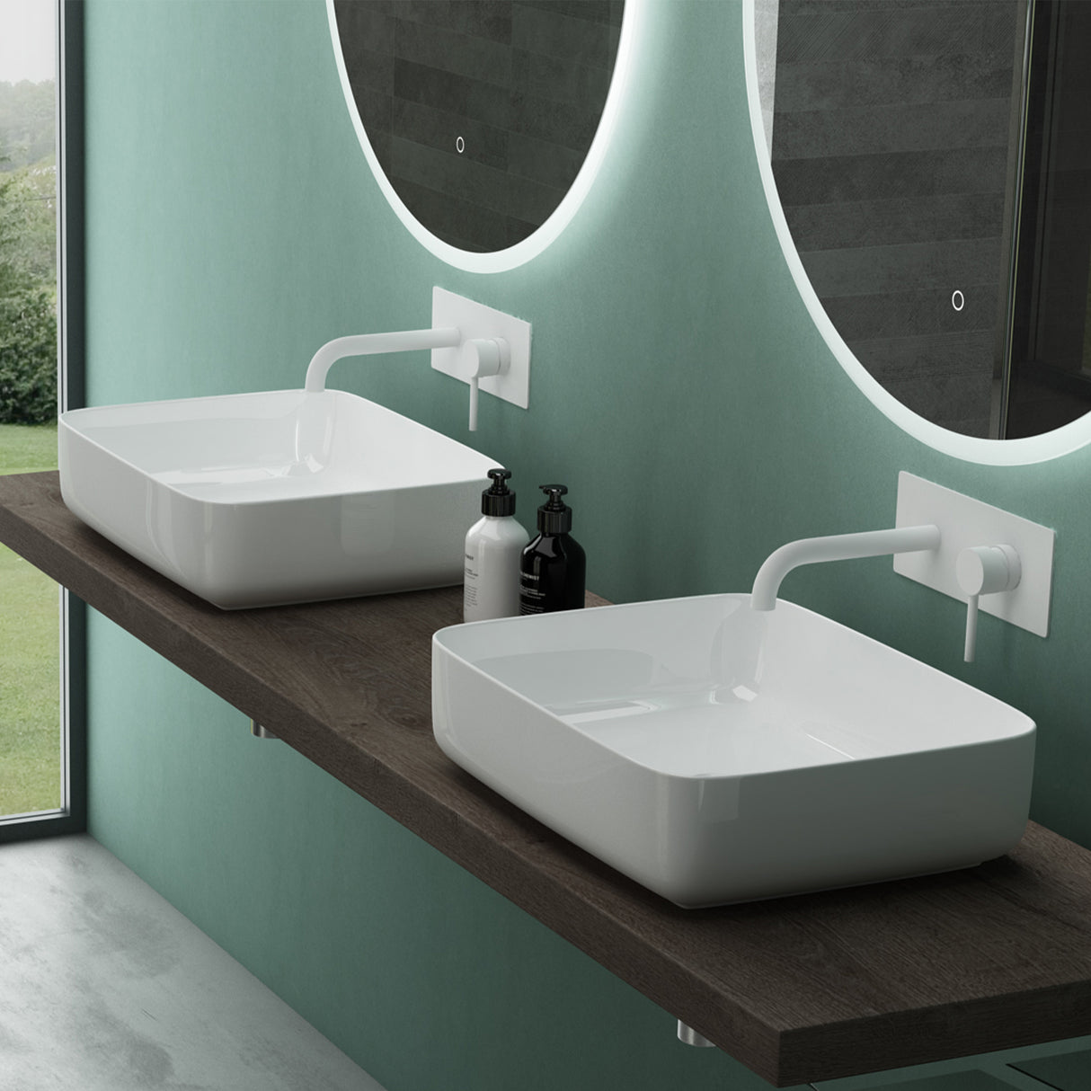 glasvilla Waschbecken Aufsatzwaschbecken Waschtisch aus Keramik in Weiß rechteckig mit Nano-Beschichtung/Lotus-Effekt Brüssel106