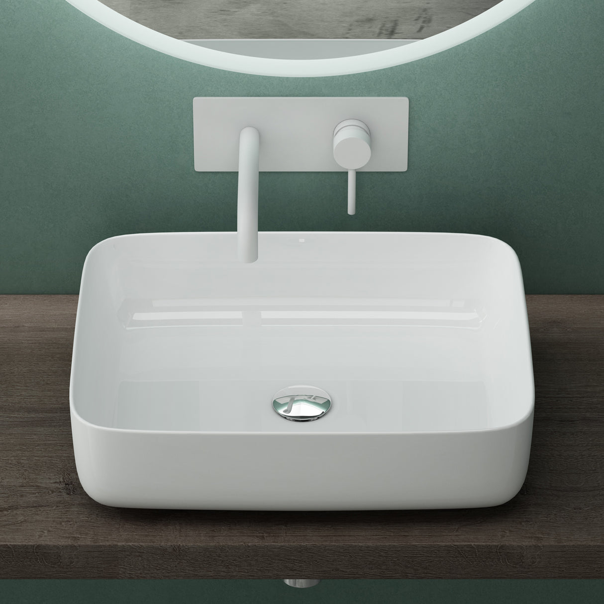 glasvilla Waschbecken Aufsatzwaschbecken Waschtisch aus Keramik in Weiß rechteckig mit Nano-Beschichtung/Lotus-Effekt Brüssel106