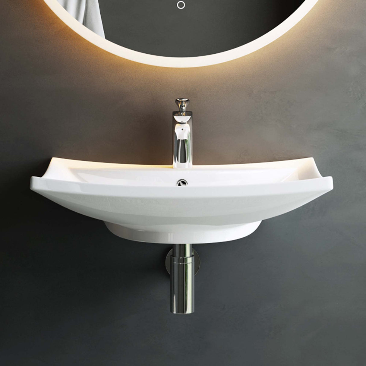 glasvilla Waschbecken Aufsatzwaschbecken Hängewaschbecken BTH: 60x44x18cm Weiß aus Keramik inkl. Nano-Beschichtung Brüssel709