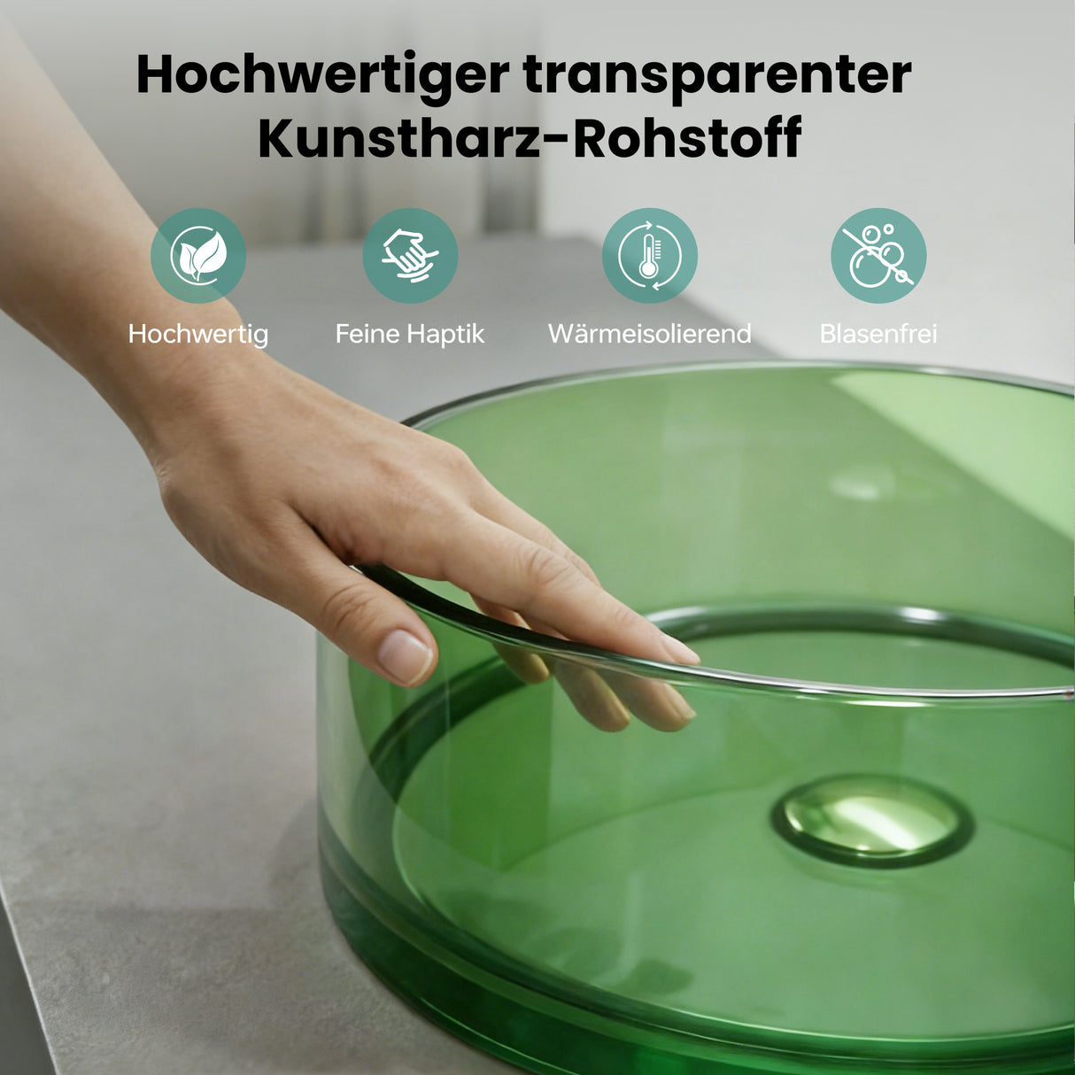 Lavabo Sobre Encimera Glasvilla Coloria01 Resina Translúcida Redonda (40 cm)