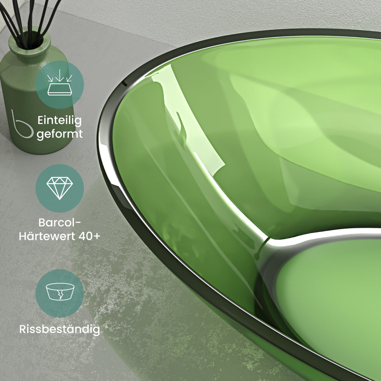 Glasvilla Design Lavabo Sobre Encimera Coloria02 – Resina Oval Translúcida 63 cm