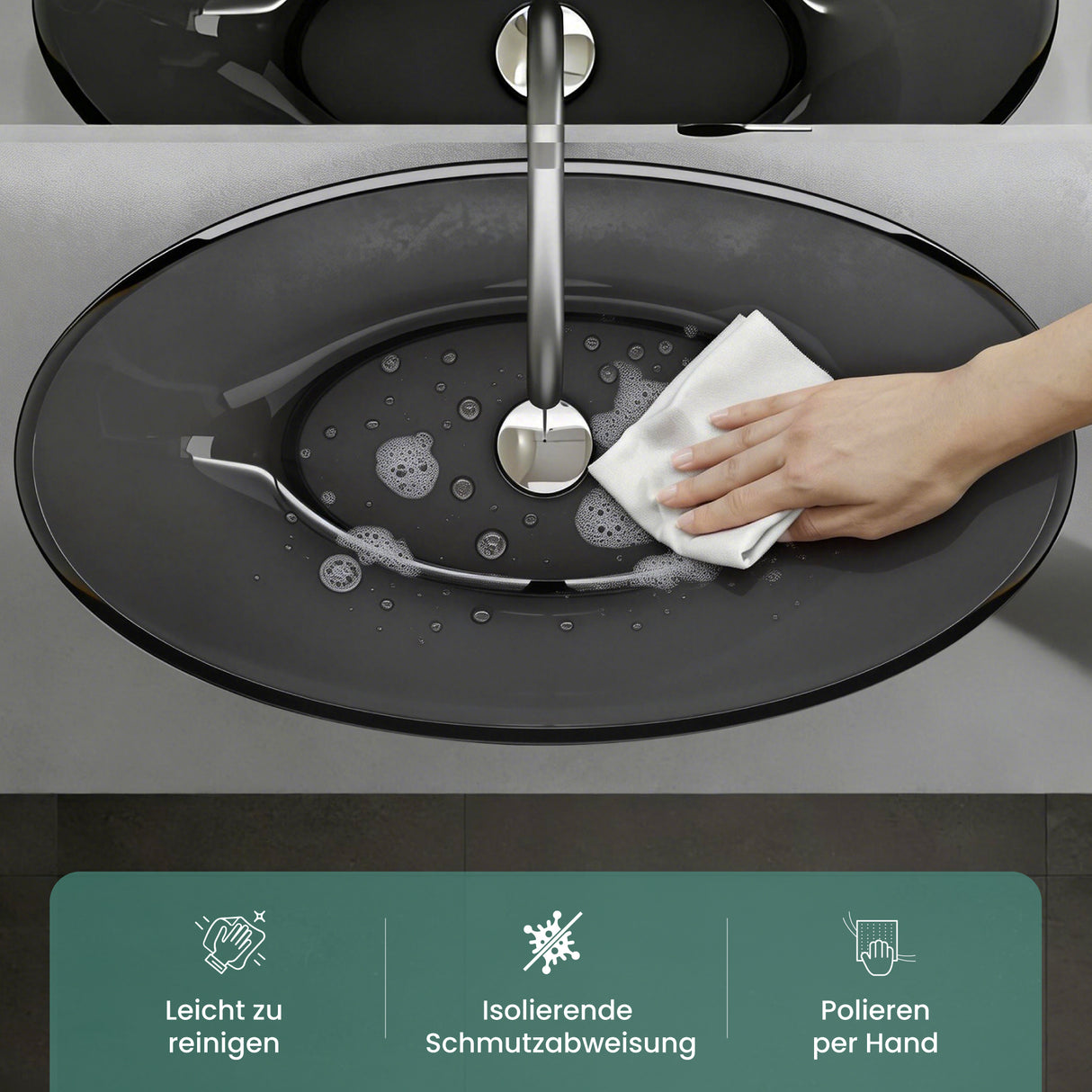 Glasvilla Design Lavabo Sobre Encimera Coloria02 – Resina Oval Translúcida 63 cm