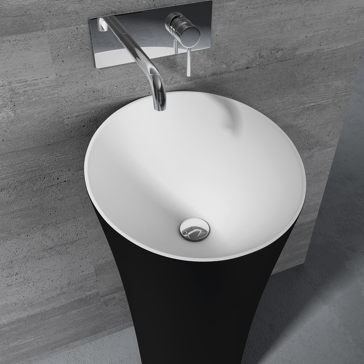 glasvilla Waschbecken Standwaschbecken aus Mineralguss Waschtischsäule Standsäule Colossum33