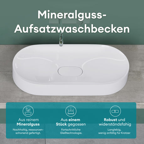 glasvilla Waschbecken Aufsatzwaschbecken Waschschale aus Mineralguss inkl. Nano-Versiegelung Col826