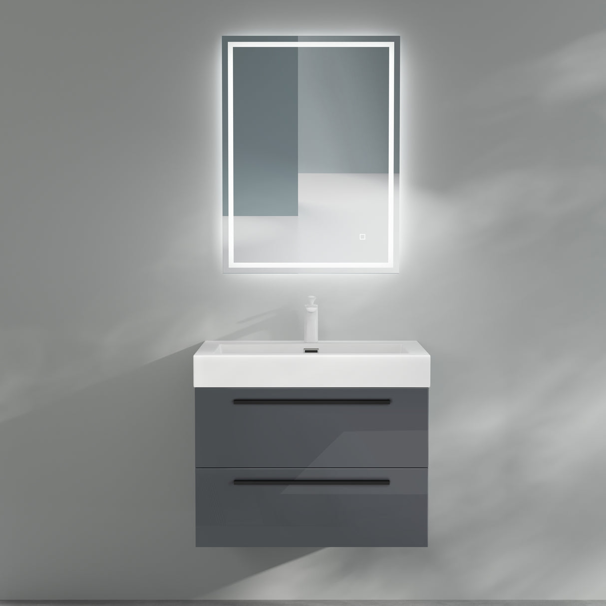 glasvilla Badmöbel-Set Waschbeckenunterschrank Waschtisch mit Unterschrank inkl. Mineralguss-Waschbecken Quadratto