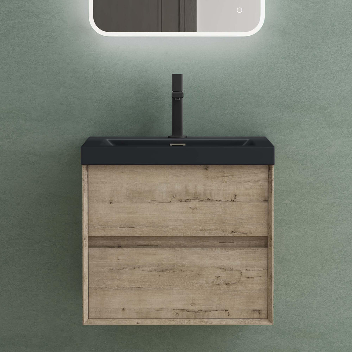 conjunto de muebles de baño glasvilla mueble de lavabo armario con 2 cajones con cierre suave incluido lavabo en gris antracita mate de mineral fundido Rimo