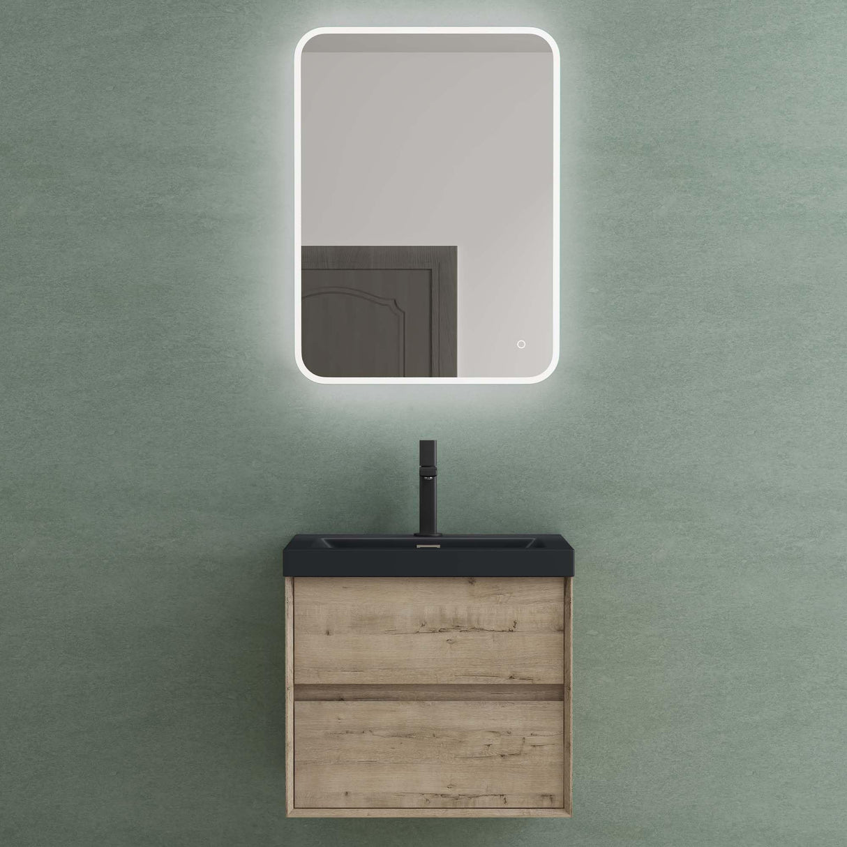 conjunto de muebles de baño glasvilla mueble de lavabo armario con 2 cajones con cierre suave incluido lavabo en gris antracita mate de mineral fundido Rimo