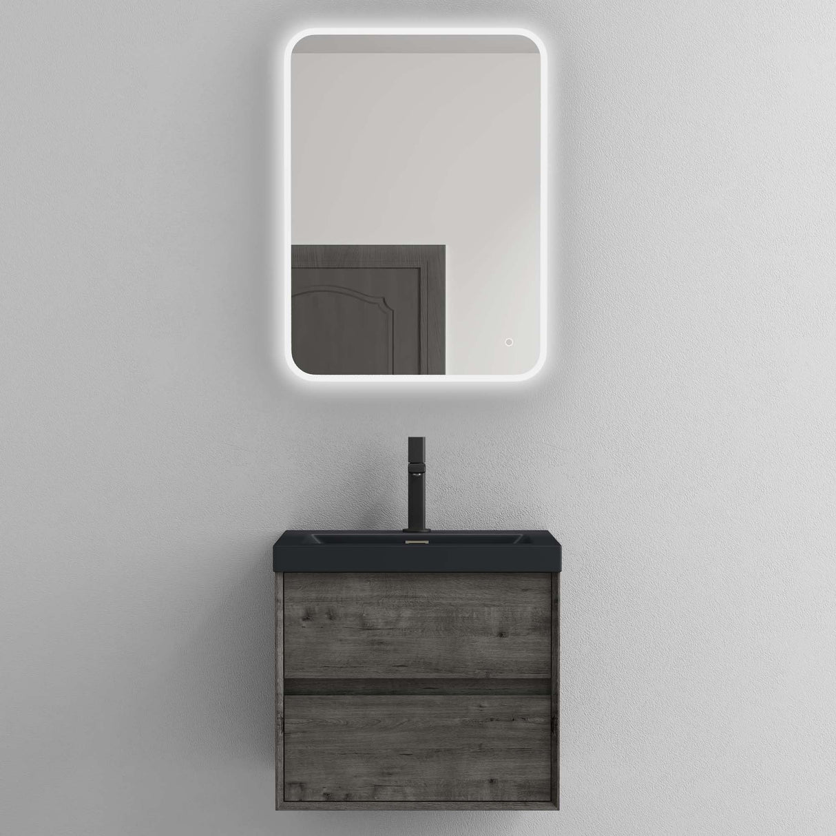 conjunto de muebles de baño glasvilla mueble de lavabo armario con 2 cajones con cierre suave incluido lavabo en gris antracita mate de mineral fundido Rimo