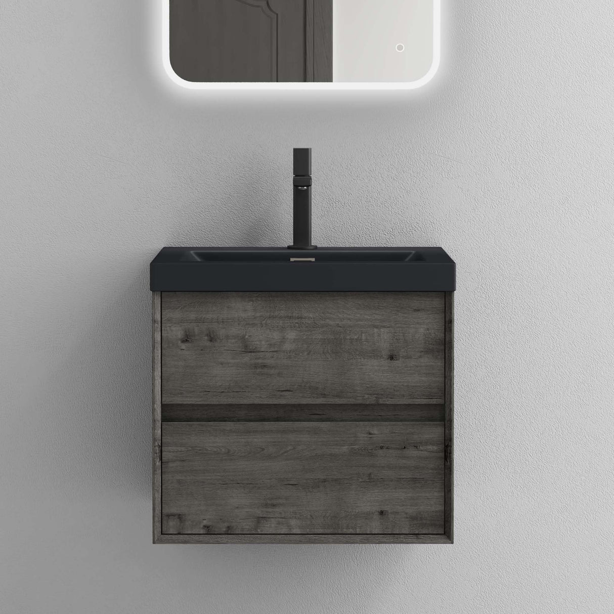 conjunto de muebles de baño glasvilla mueble de lavabo armario con 2 cajones con cierre suave incluido lavabo en gris antracita mate de mineral fundido Rimo