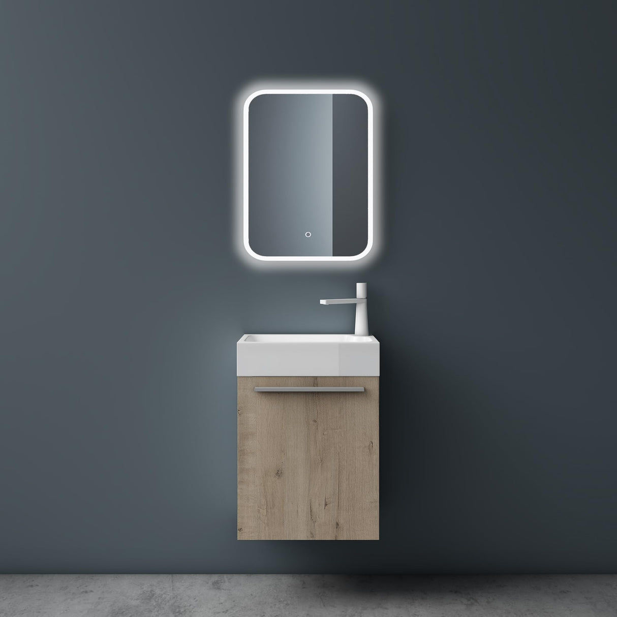 set de muebles de baño glasvilla pequeño mueble de lavabo 46 cm mueble con lavabo blanco de mineral para baño de invitados Pisa