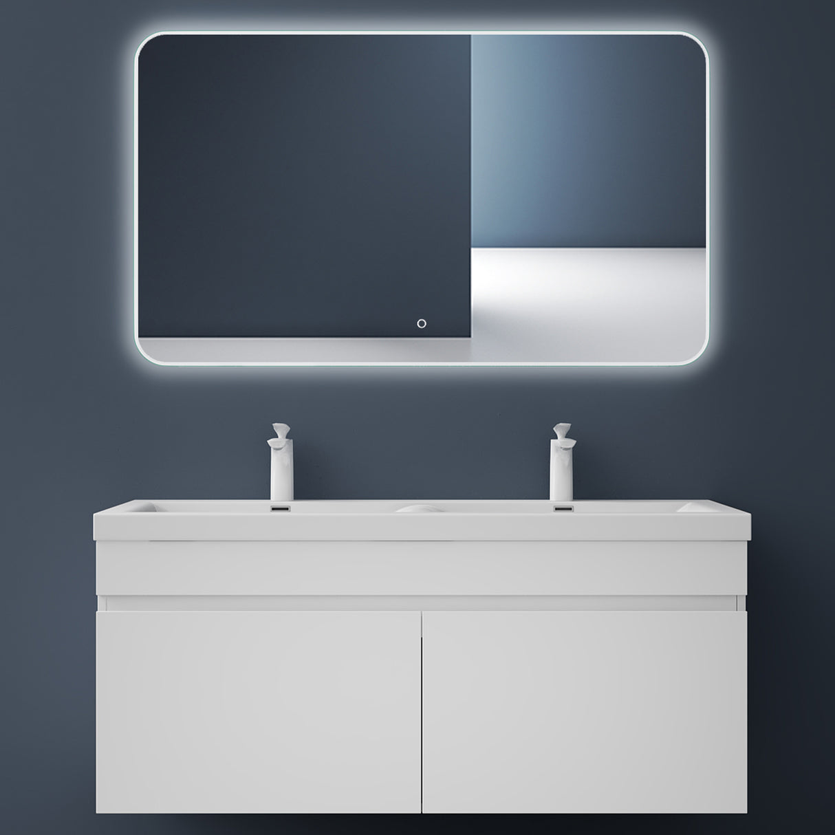 set de muebles de baño glasvilla con lavabo de mineral y mueble de baño Botanica