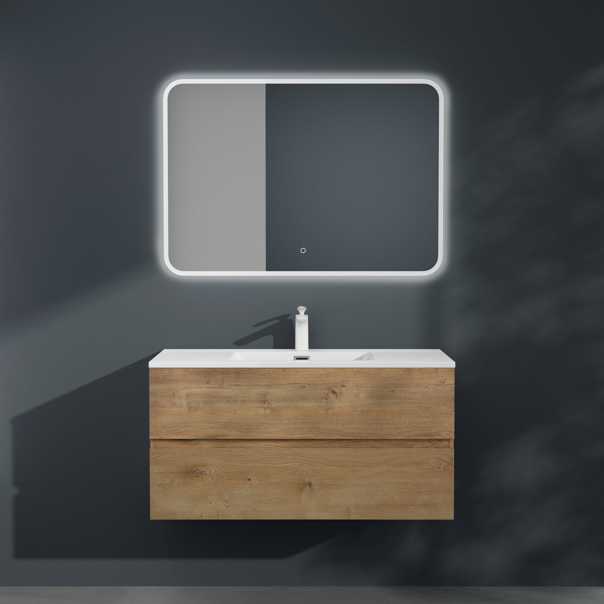 conjunto de muebles de baño glasvilla lavabo con mueble inferior lavabo de mineral lavabo mueble inferior 2 cajones cierre suave Aqualis