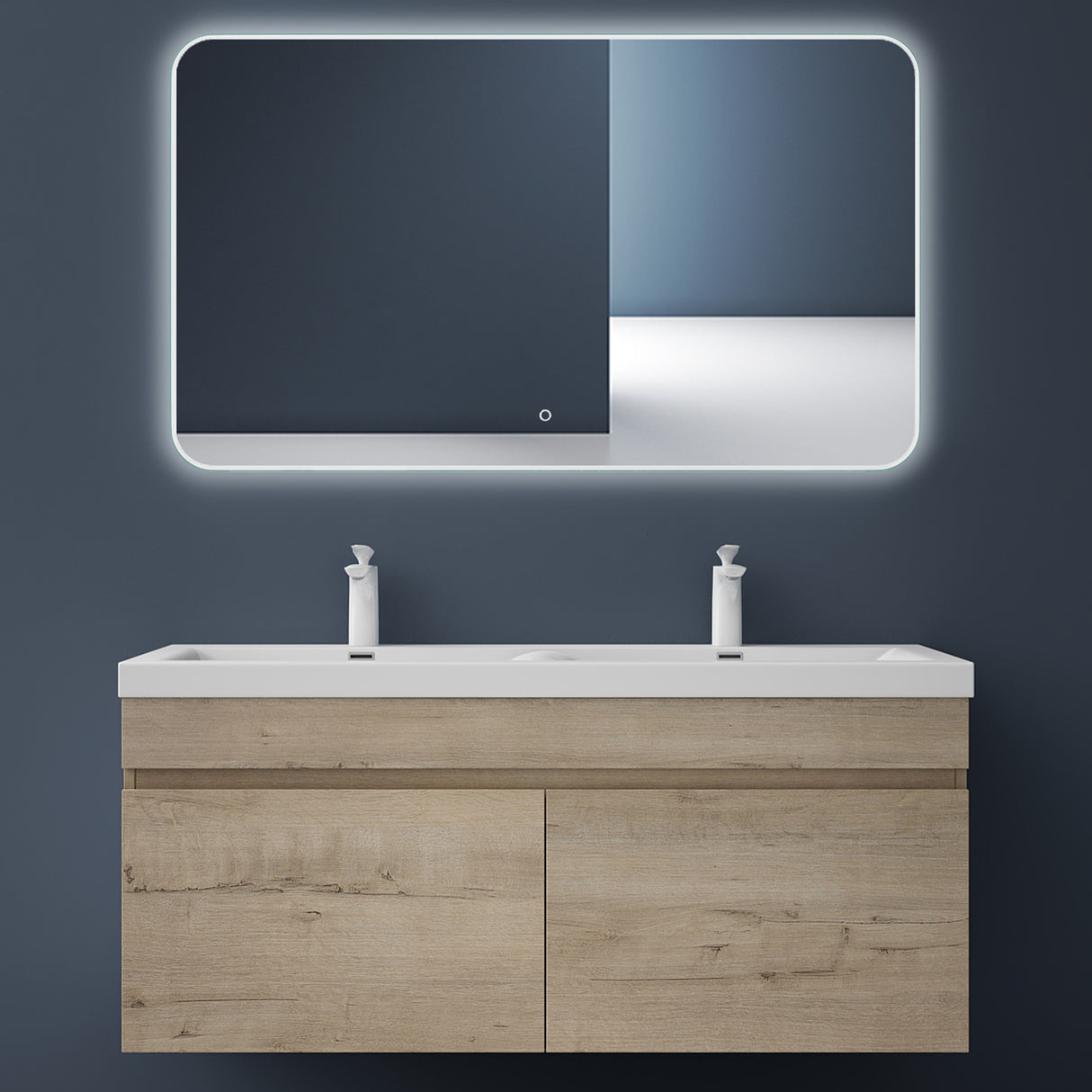 set de muebles de baño glasvilla con lavabo de mineral y mueble de baño Botanica