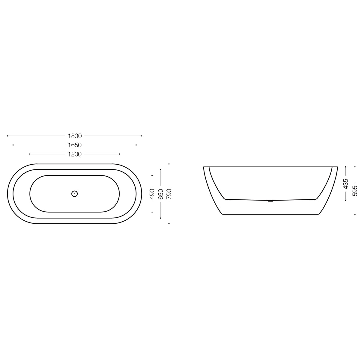 glasvilla Freistehende Badewanne Acryl Oval Acryl-Standbadewanne inkl. Pop Up Ablaufgarnitur Weiß