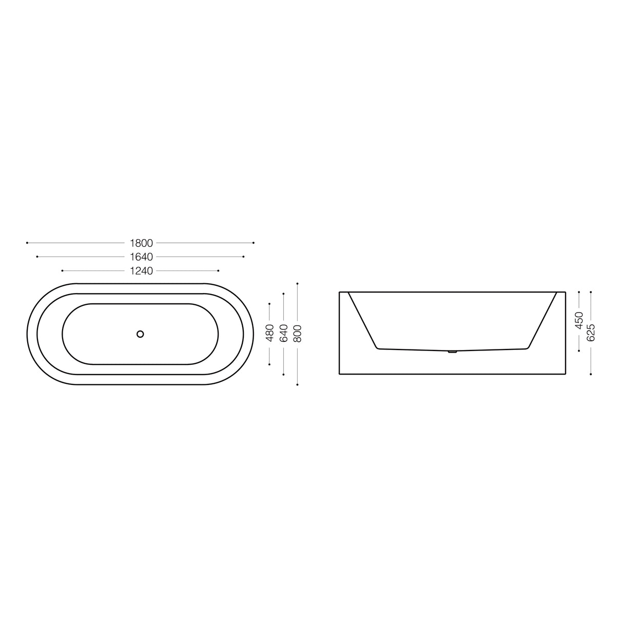 glasvilla freistehende Acryl-Badewanne Oval Standbadewanne Weiß inkl. Push-Open Ablaufgarnitur