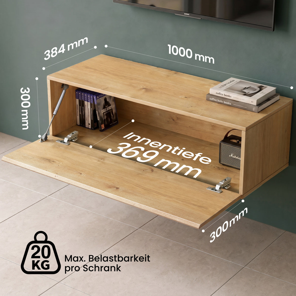 glasvilla Mobile TV per Televisore Armadietto per TV Basso Soft-close per Soggiorno, Sala da Pranzo, Camera da Letto Fernsehschrank02