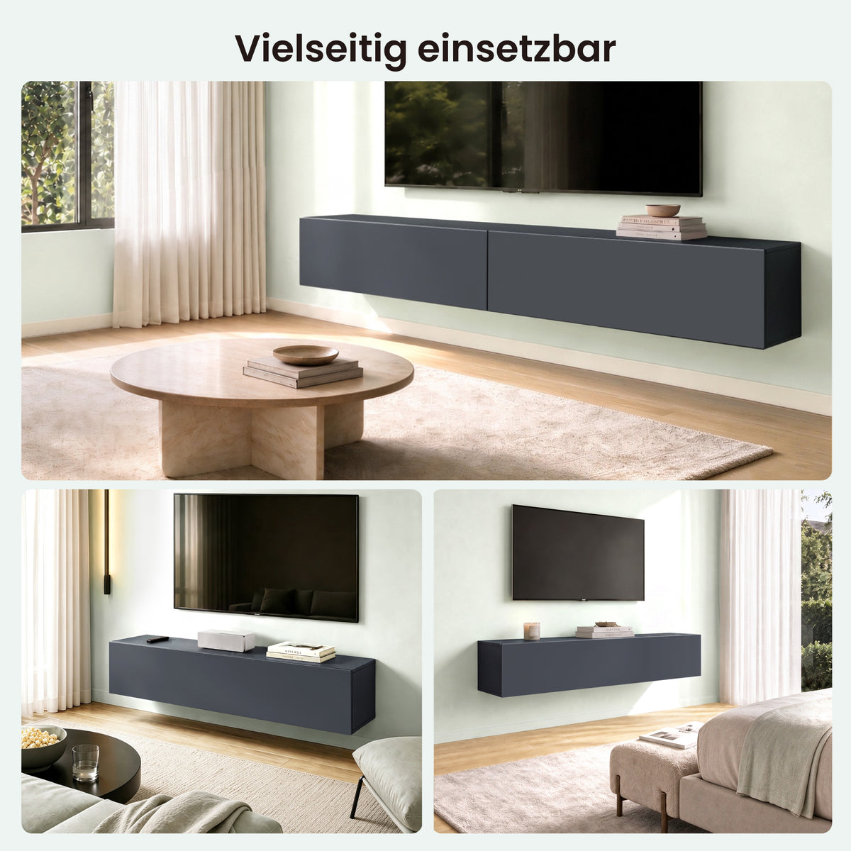 glasvilla Mobile TV per Televisore Armadietto per TV Basso Soft-close per Soggiorno, Sala da Pranzo, Camera da Letto Fernsehschrank02