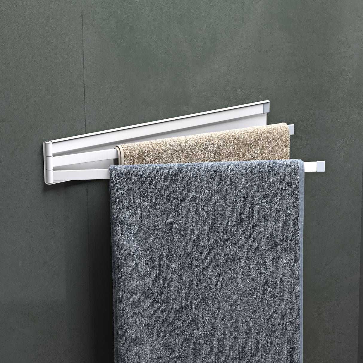 glasvolla Handtuchhalter ohne Bohren, 180° schwenkbar mit 3 Armen, Handtuchstange selbstklebend oder magnetisch, Badetuchhalter für Bad und Küche Folda-02