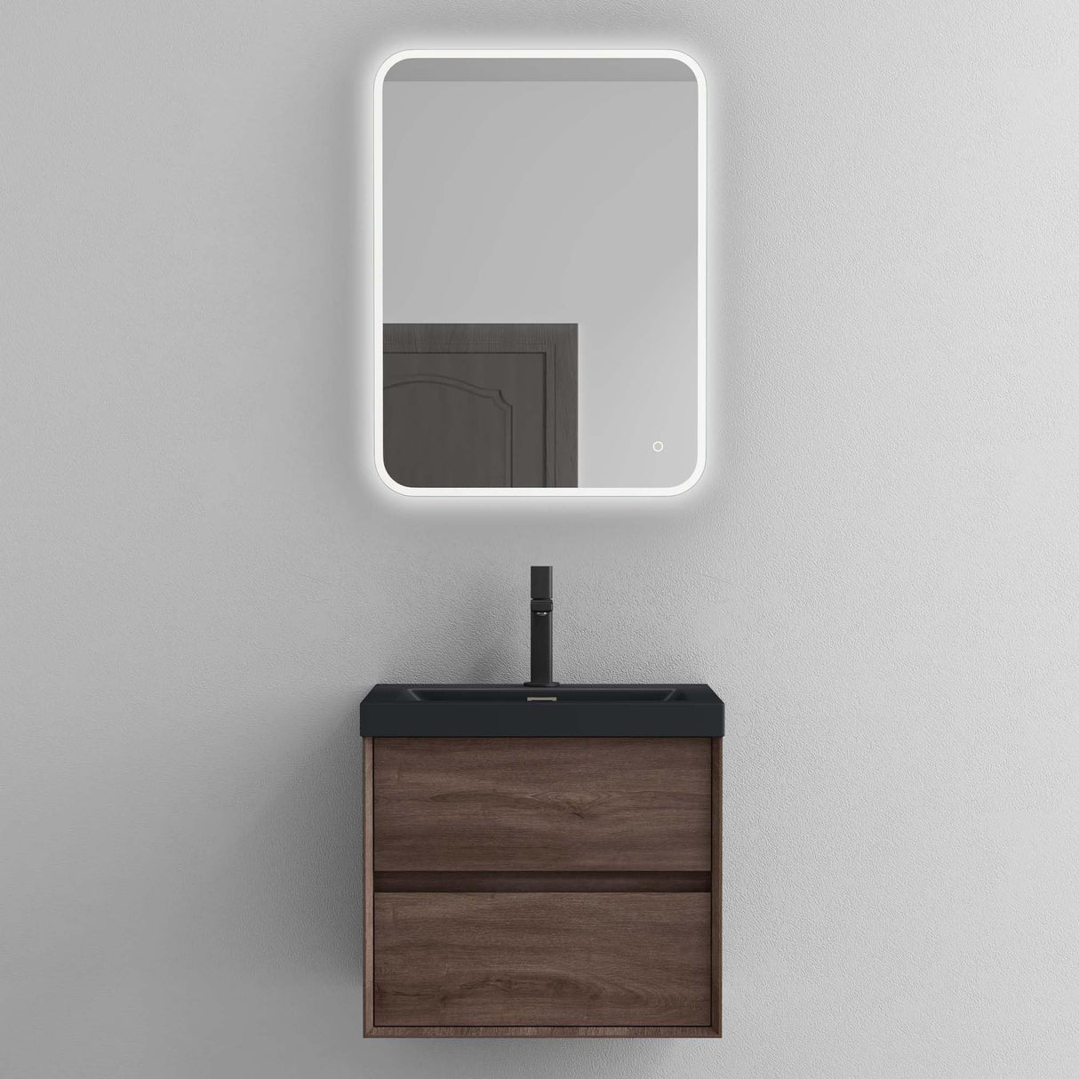 conjunto de muebles de baño glasvilla mueble de lavabo armario con 2 cajones con cierre suave incluido lavabo en gris antracita mate de mineral fundido Rimo