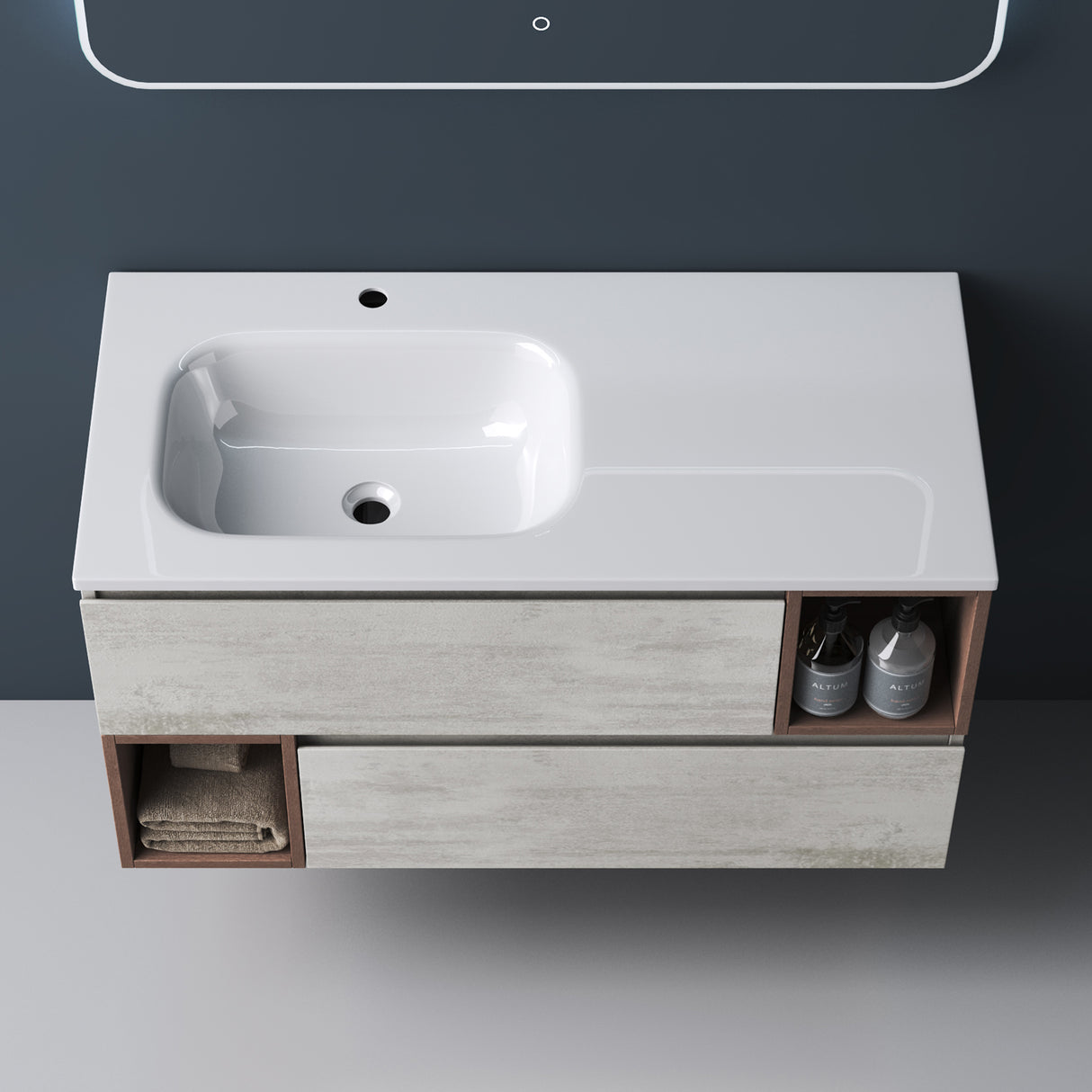 muebles de baño glasvilla armario de baño con espejo mueble de lavabo mineral de resina Gemini