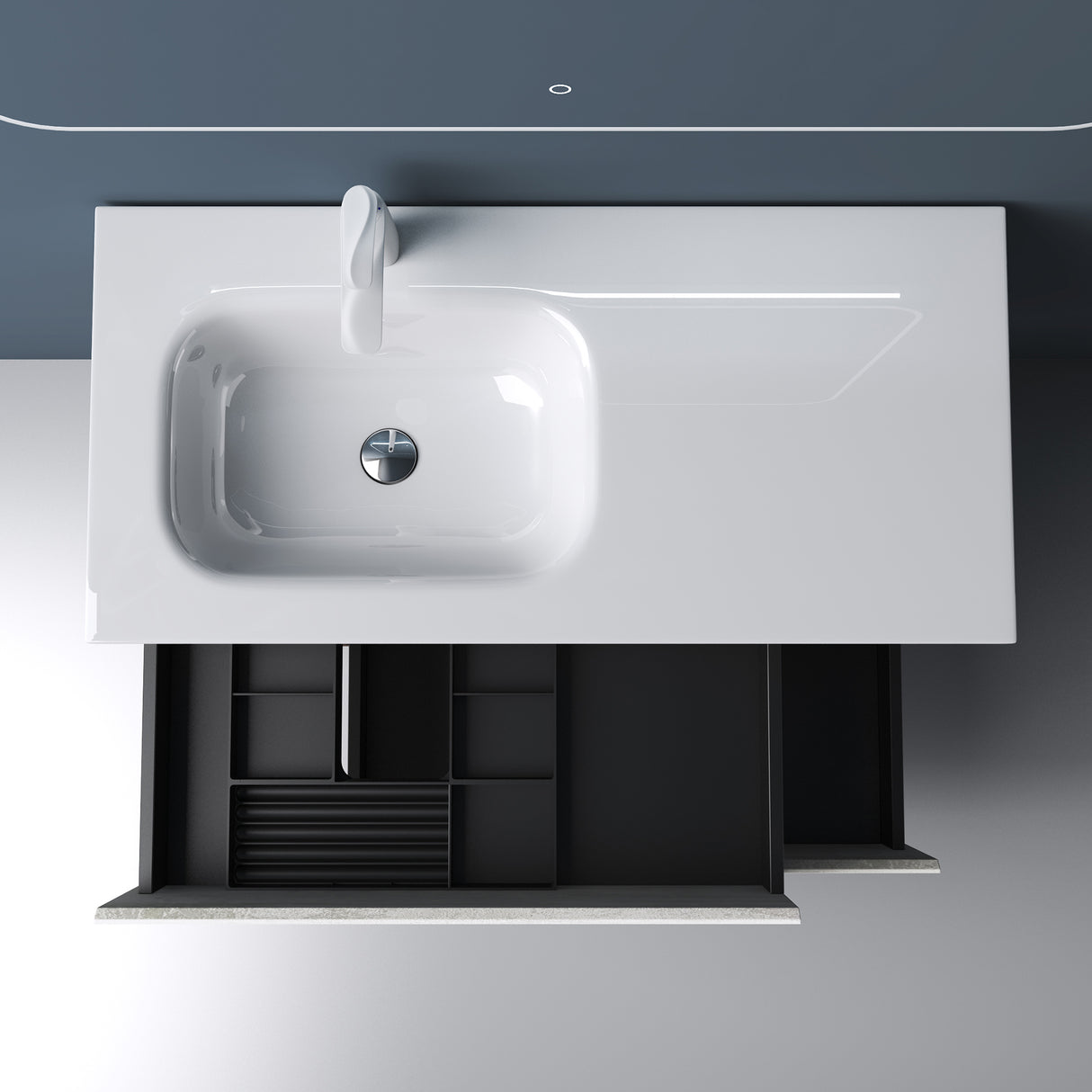muebles de baño glasvilla armario de baño con espejo mueble de lavabo mineral de resina Gemini
