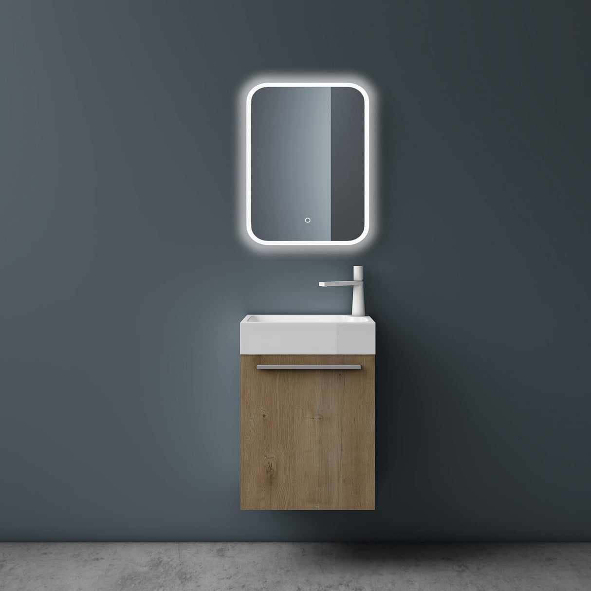 set de muebles de baño glasvilla pequeño mueble de lavabo 46 cm mueble con lavabo blanco de mineral para baño de invitados Pisa