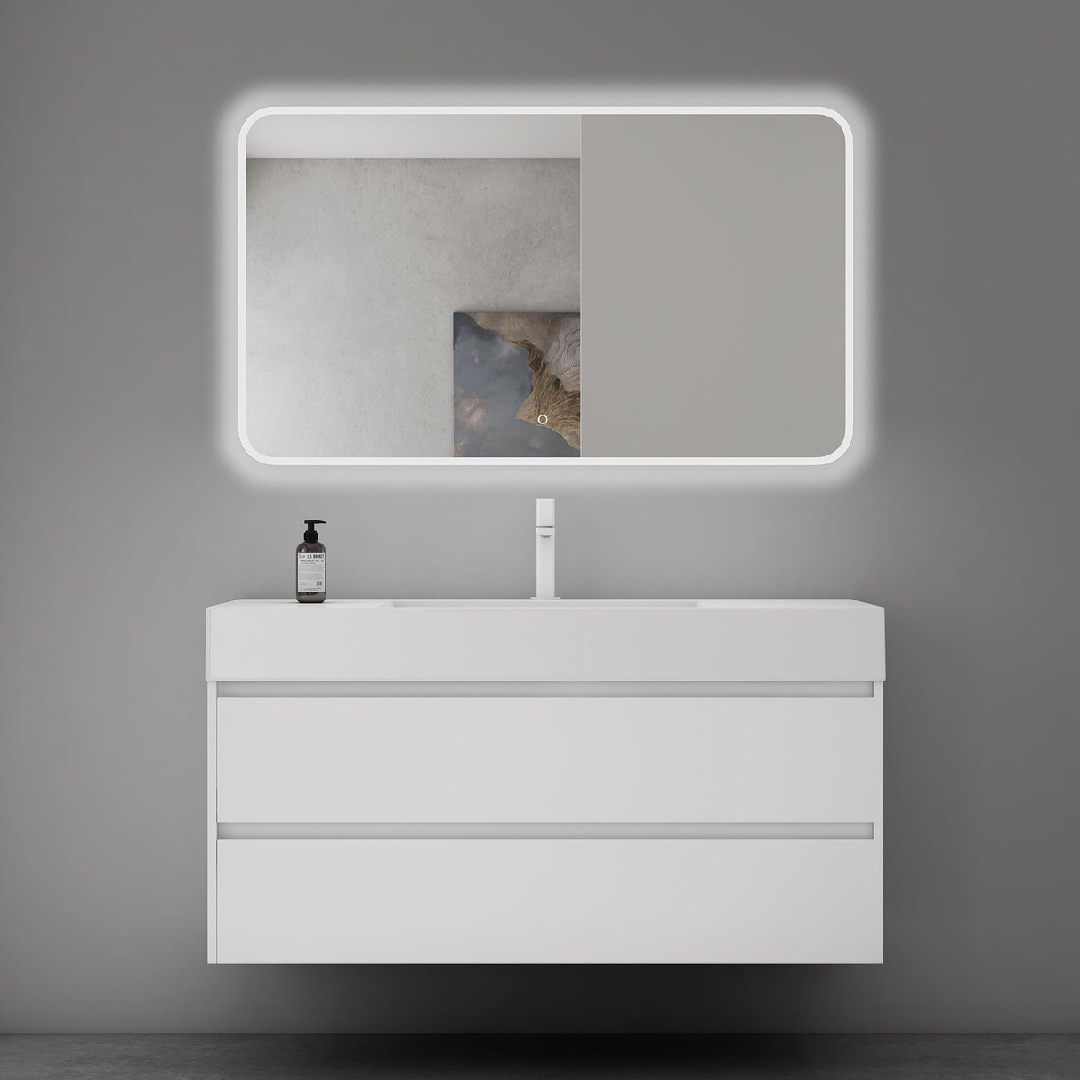 glasvilla Badmöbel-Set Waschbeckenunterschrank 120x48x63cm mit 2-Schubladen inkl. Waschbecken Deep